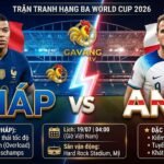 Ảnh bìa nhận định trận đấu Pháp vs Anh tranh hạng 3 World Cup 2026 với Kylian Mbappe và Harry Kane tại Gavang TV.