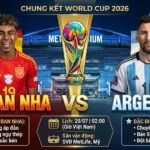 Ảnh bìa nhận định trận chung kết World Cup 2026 giữa Tây Ban Nha vs Argentina với cuộc đối đầu giữa Lamine Yamal và Lionel Messi tại Gavang TV.